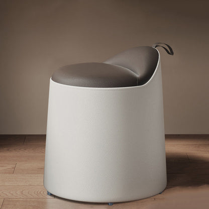 Modern Simplicity Microfiber Leather Wood Aluminum Alloy Sponge Round Cylinder Vanity Stool Backrest For Bedroom