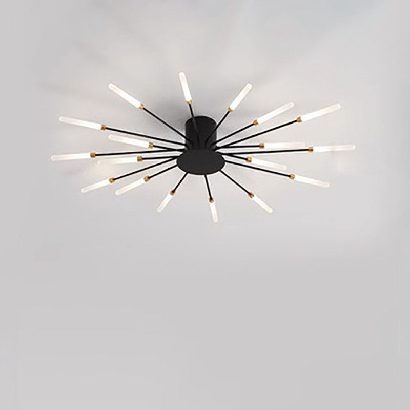 Modern Minimalist Round Radiant Iron Acrylic LED Semi-Flush Mount Ceiling Light For Living Room