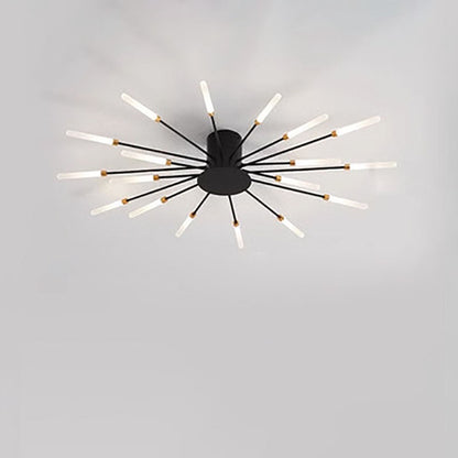 Modern Minimalist Round Radiant Iron Acrylic LED Semi-Flush Mount Ceiling Light For Living Room
