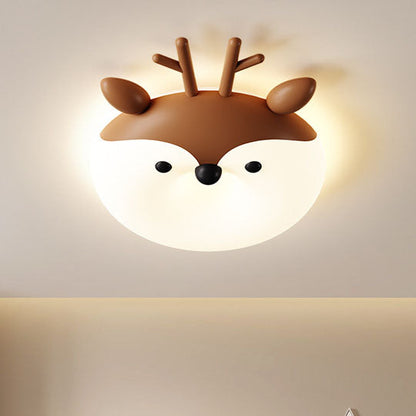 Contemporary Creative Cartoon Animal PE Shade Iron LED Kids Flush Mount Ceiling Light For Bedroom