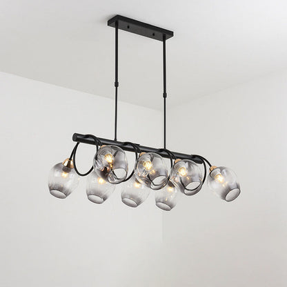 Nordic Light Luxury Gradient Glass Linear  6/8/10 Light Island Light Chandelier
