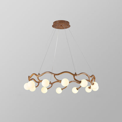 Contemporary Creative Round Tree Branch Hardware Glass 6/8/10/12 Light Chandelier For Living Room