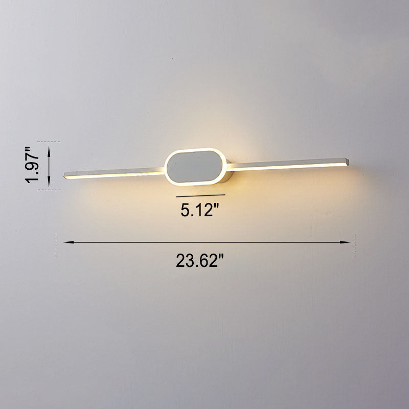 Modern Minimalist Long Strip Oval Base Vanity Light LED Wall Sconce Lamp