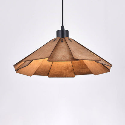 Japanese Retro Solid Wood Hollow Umbrella Shade 1-Light Pendant Light