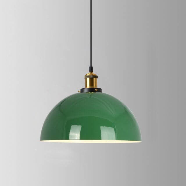 Industrial Vintage Green Iron Dome Cone 1-Light Pendant Light