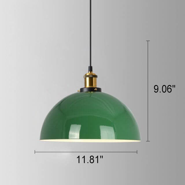 Industrial Vintage Green Iron Dome Cone 1-Light Pendant Light
