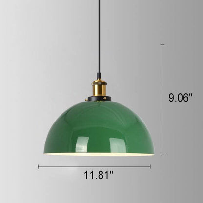 Industrial Vintage Green Iron Dome Cone 1-Light Pendant Light