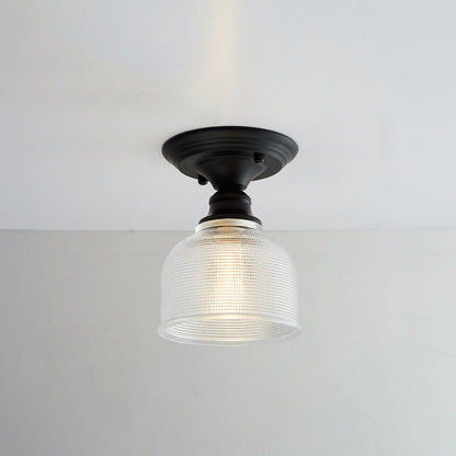 Nordic Vintage Glass Floral Round Geometry 1-Light Semi-Flush Mount Ceiling Light