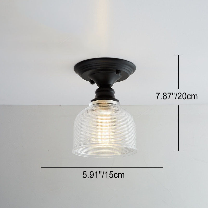 Nordic Vintage Glass Floral Round Geometry 1-Light Semi-Flush Mount Ceiling Light
