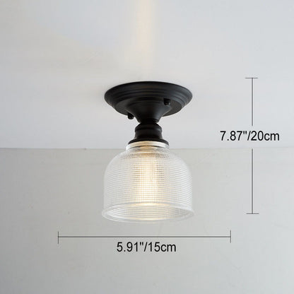 Nordic Vintage Glass Floral Round Geometry 1-Light Semi-Flush Mount Ceiling Light