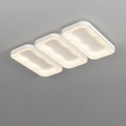 Modern Minimalist Cheese Cream Acrylic Iron LED Flush Mount Ceiling Light For Bedroom