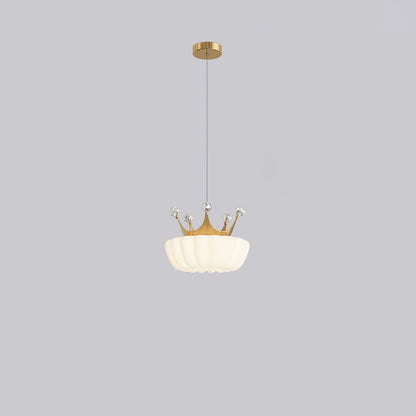 Contemporary Creative Kids Cloud Crown Iron PE Crystal LED Pendant Light For Bedroom