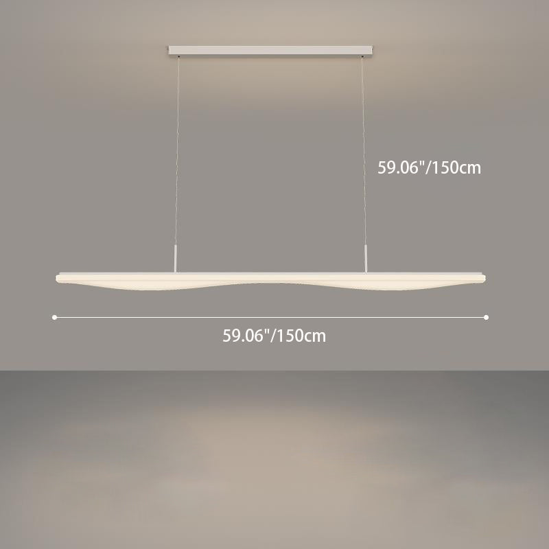 Modern Minimalist Long Iron Rolled Plastic LED Island Light Pendant Light For Dining Room