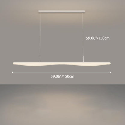 Modern Minimalist Long Iron Rolled Plastic LED Island Light Pendant Light For Dining Room