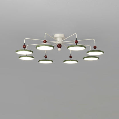 Contemporary Scandinavian Iron Frame Acrylic Flying Saucer LED Semi-Flush Mount Ceiling Light For Living Room