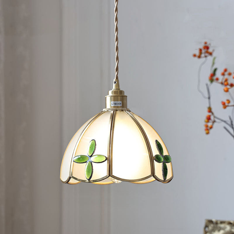 Contemporary Scandinavian Half-Round Globe Copper Glass Walnut 1-Light Pendant Light For Bedroom