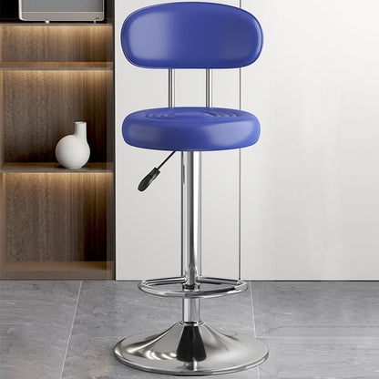 Contemporary Luxury Round Faux Leather Upholstered Swivel Bar Stool Height Adjustable Footrest For Dining Room