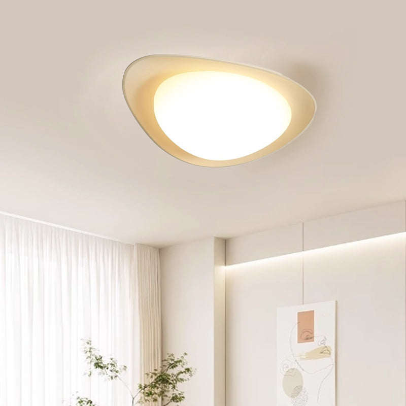 モダンでミニマリストな石畳楕円形樹脂PE LEDフラッシュマウントシーリングライト（寝室用） 