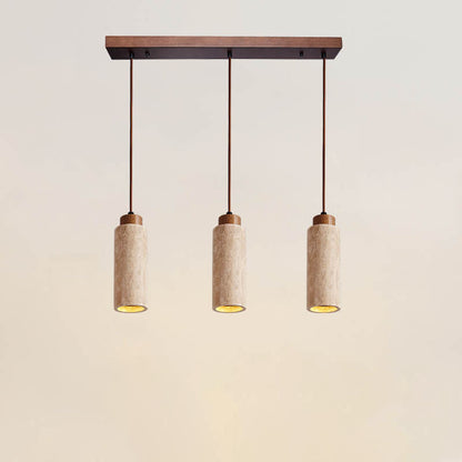 Japanese Wabi-sabi Solid Wood Stone 1/2/3-Light Island Light Chandelier