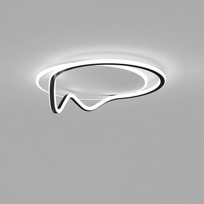 Modern Minimalist Round Line Iron Aluminium Acrylic LED Flush Mount Ceiling Light For Bedroom