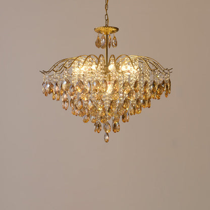 Contemporary Scandinavian Branch Crystal Iron 6/10/11/14 Light Chandelier For Bedroom