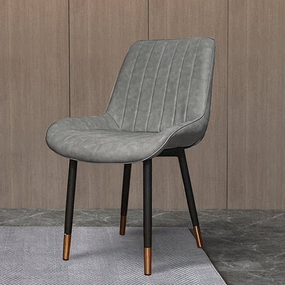 Modern Luxury Square Curved Faux Leather Metal Dining Chair Backrest Armless For Dining Room
