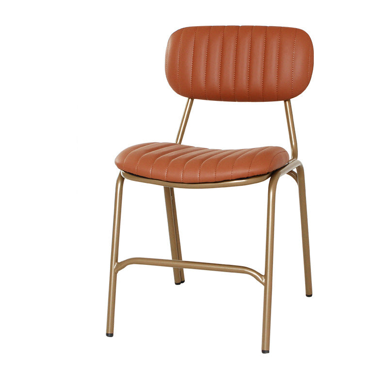 Contemporary Industrial PU Leather Iron Square Elliptical Stripe Dining Chair Backrest Footrest For Dining Room