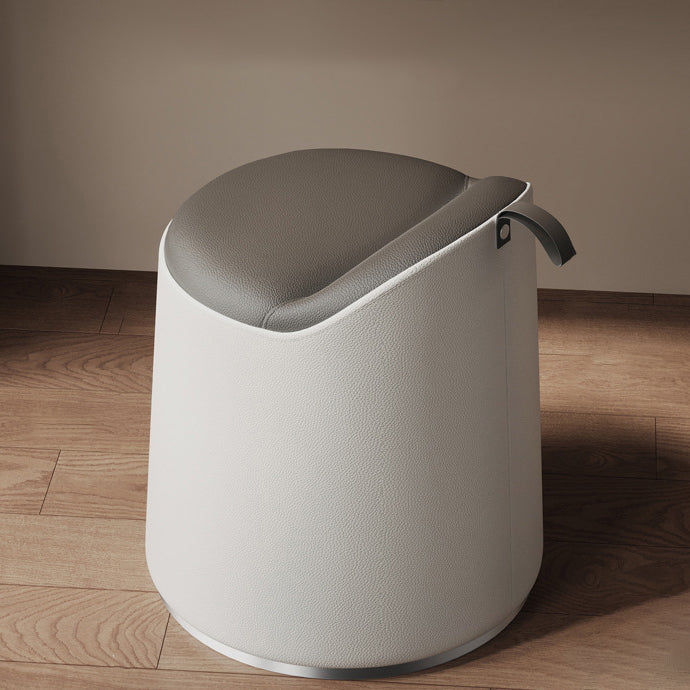 Modern Simplicity Microfiber Leather Wood Aluminum Alloy Sponge Round Cylinder Vanity Stool Backrest For Bedroom