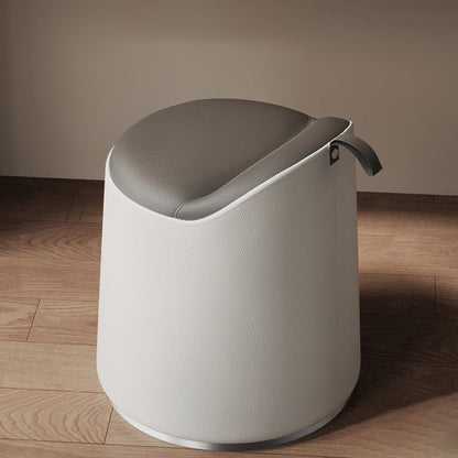 Modern Simplicity Microfiber Leather Wood Aluminum Alloy Sponge Round Cylinder Vanity Stool Backrest For Bedroom