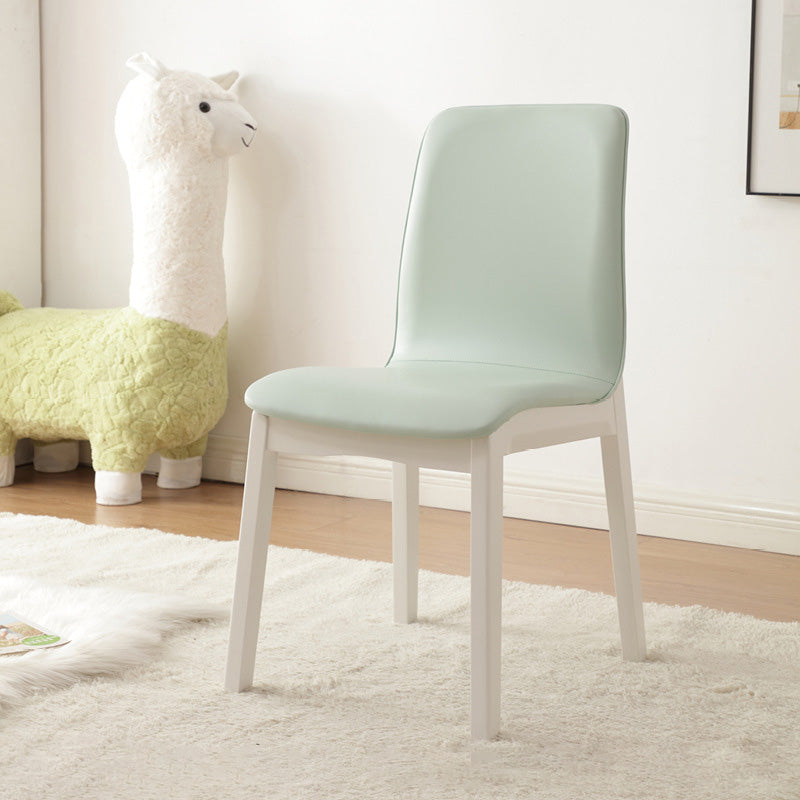 Contemporary Nordic Square Faux Leather Wood Frame Dining Chair Backrest For Dining Room