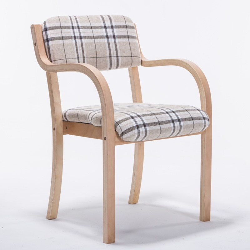 Contemporary Nordic Wood Cotton Linen Fabric PU Leather Velvet Sponge Square Dining Chair Backrest Armrest For Dining Room