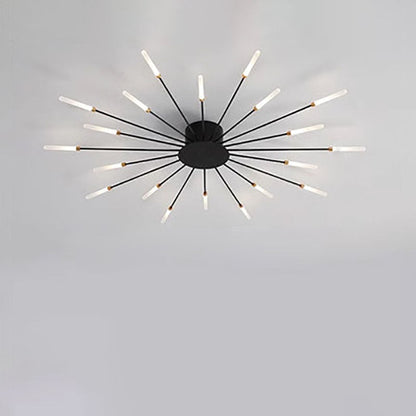 Modern Minimalist Round Radiant Iron Acrylic LED Semi-Flush Mount Ceiling Light For Living Room