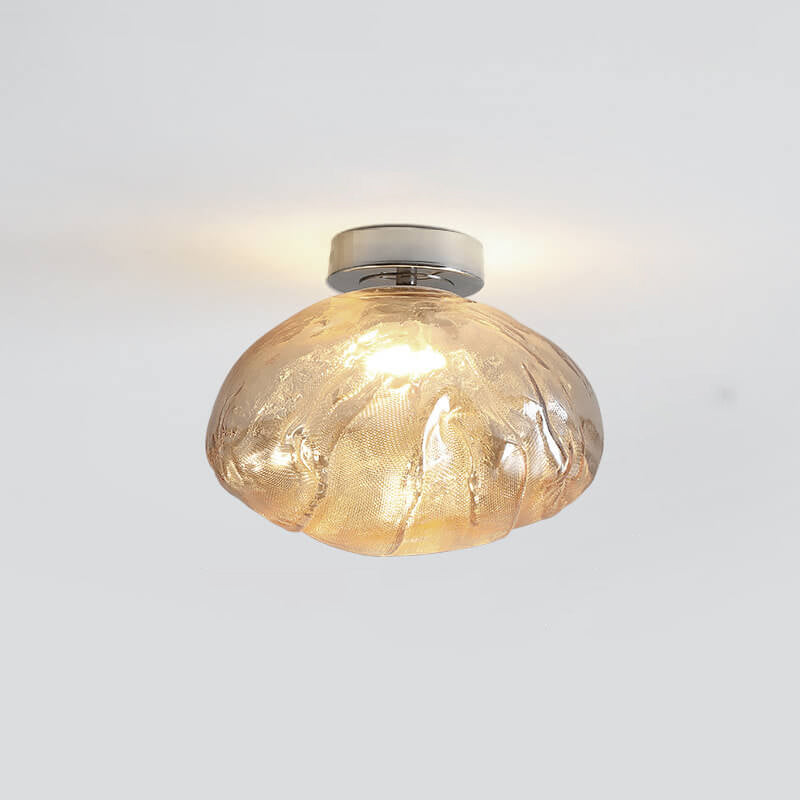 Nordic Creative Amber Glass Cloud Design LED Semi-Flush Mount Ceiling Light