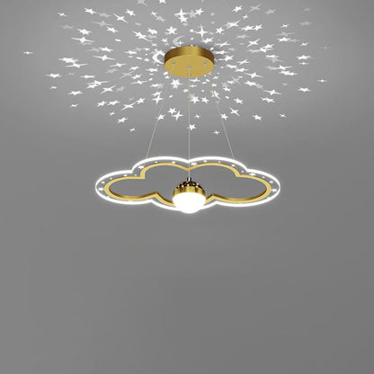 Contemporary Creative Starry Reflection Clouds Acrylic Ring LED Chandelier For Living Room