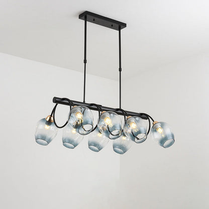 Nordic Light Luxury Gradient Glass Linear  6/8/10 Light Island Light Chandelier