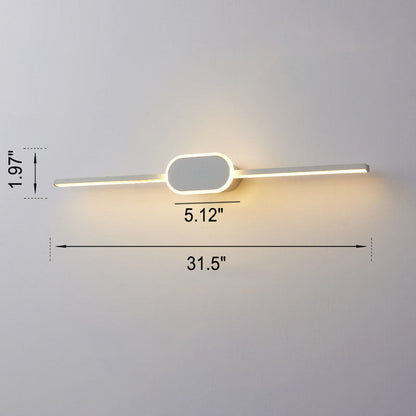 Modern Minimalist Long Strip Oval Base Vanity Light LED Wall Sconce Lamp