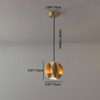 Traditional Chinese Copper Glass Cylinder Elliptical Hollow 1/3/6 Light Chandelier For Entryway