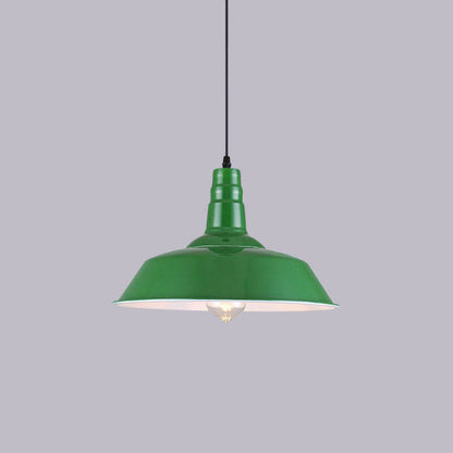 Industrial Vintage Green Iron Dome Cone 1-Light Pendant Light