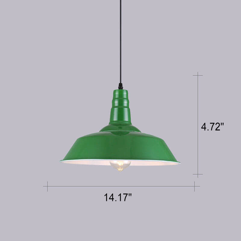 Industrial Vintage Green Iron Dome Cone 1-Light Pendant Light