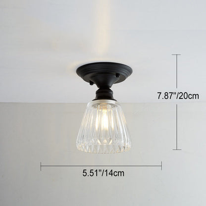 Nordic Vintage Glass Floral Round Geometry 1-Light Semi-Flush Mount Ceiling Light