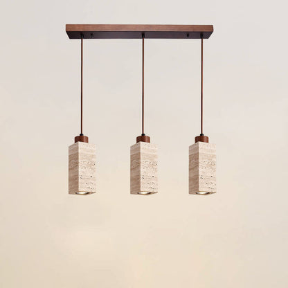 Japanese Wabi-sabi Solid Wood Stone 1/2/3-Light Island Light Chandelier