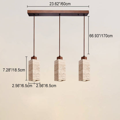 Japanese Wabi-sabi Solid Wood Stone 1/2/3-Light Island Light Chandelier