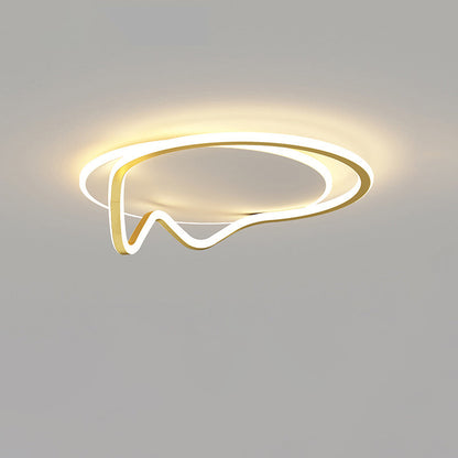 Modern Minimalist Round Line Iron Aluminium Acrylic LED Flush Mount Ceiling Light For Bedroom
