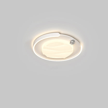 Contemporary Nordic Iron Acrylic Round Square Rectangular Ripple LED Flush Mount Ceiling Light For Bedroom