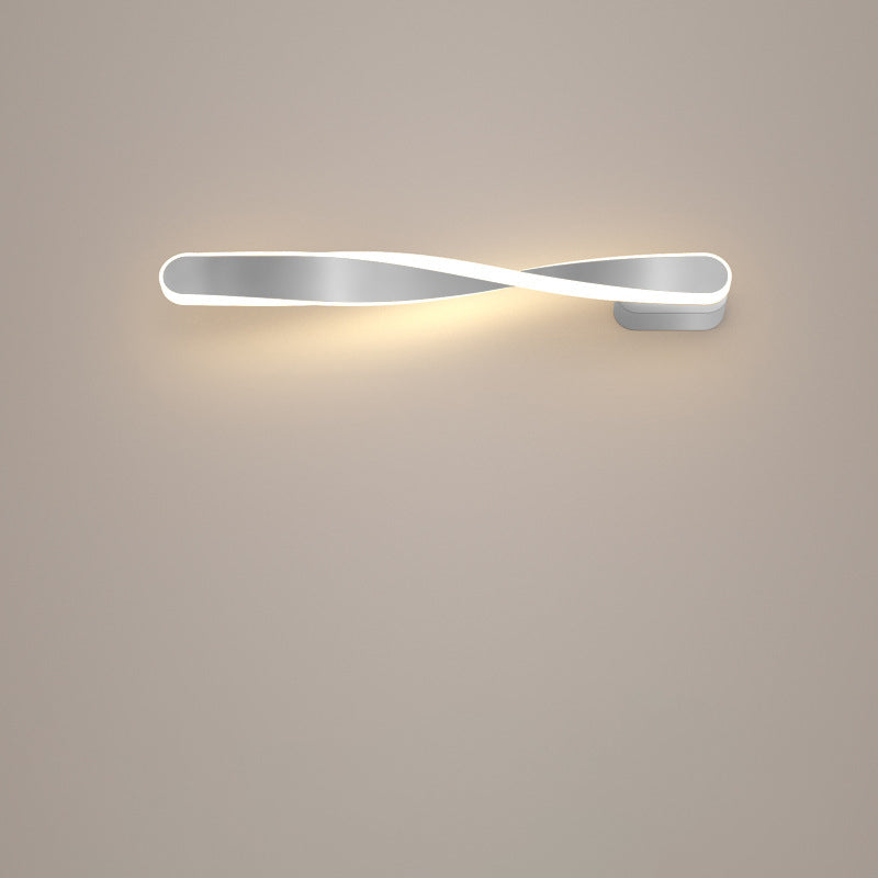 مصباح حائط LED طويل من الألومنيوم والسيليكون بتصميم حلزوني عصري بسيط لغرفة المعيشة 