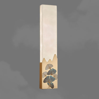 Traditional Chinese Marble All-Copper Rectangular LED Wall Sconce Lamp For Bedroom