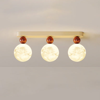Modern Minimalist Rectangular Round Ball Lunar Iron Resin 1/2/3 Light Semi-Flush Mount Ceiling Light For Hallway