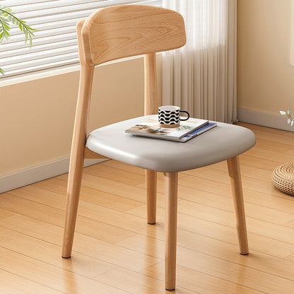 Modern Minimalist Square PU Leather Fabric Solid Wood Dining Chair Backrest For Dining Room