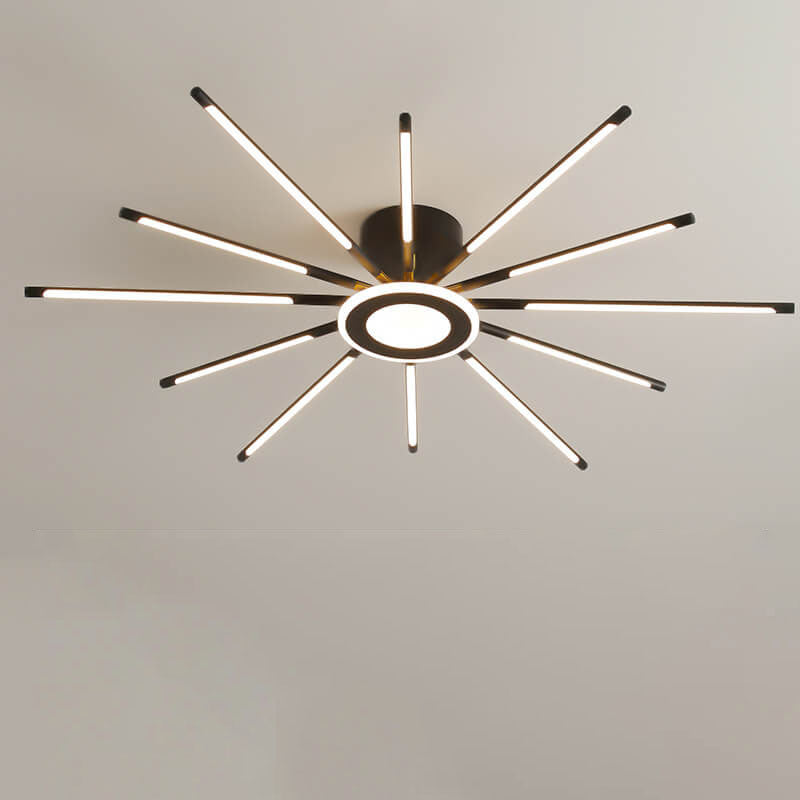 Modern Creative Strip Fireworks LED Semi- Flush Mount Ceiling Light