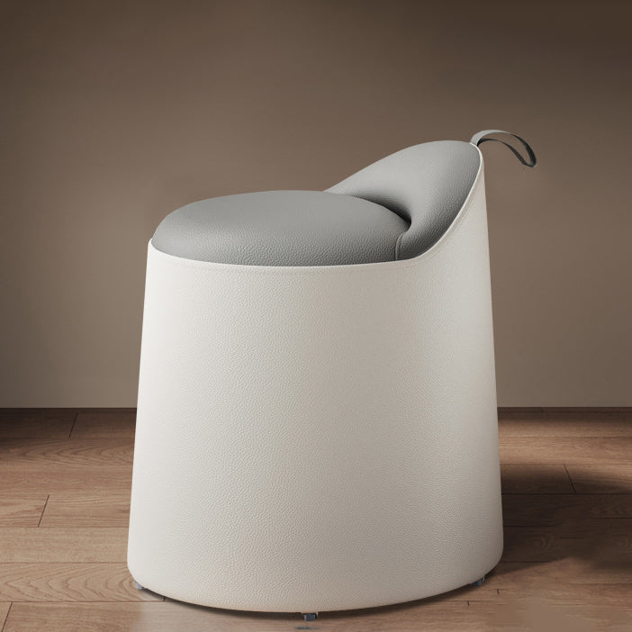 Modern Simplicity Microfiber Leather Wood Aluminum Alloy Sponge Round Cylinder Vanity Stool Backrest For Bedroom